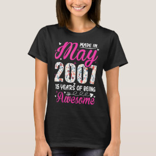 15th Birthday Awesome Since May 2007 Floral T-Shirt