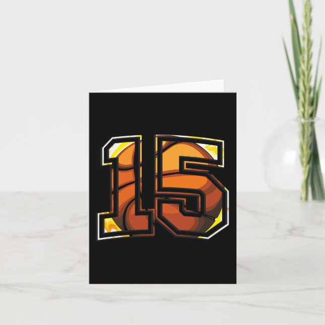 15th Birthday Basketball Gift for Player Number 15 Card (Front)