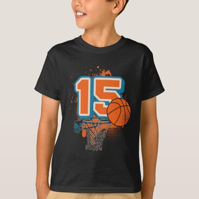 15th Birthday Boy Sketll Player Sketll 15 Years Ol T-Shirt (Front)
