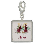 15th Birthday Burgundy Red Roses  Floral Number 15 Charm (Front)