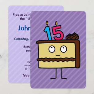 15th Birthday Cake with Candles Invitation