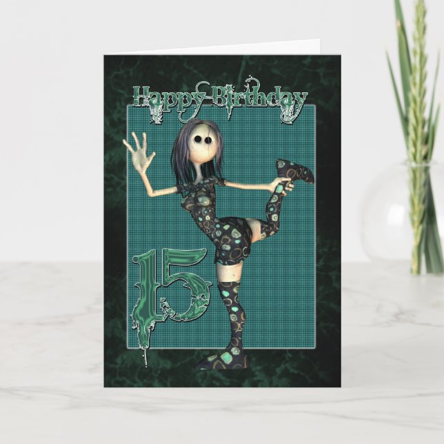 15th Birthday card with Moonies H.I.P Rag Doll (Front)