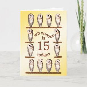 15th birthday, Curious owls card. Card