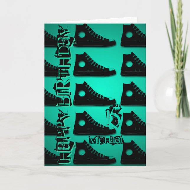 15th Birthday Custom Greeting Card with Footwear 1 (Front)