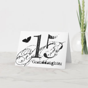 15th birthday for a granddaughter, butterfly. card