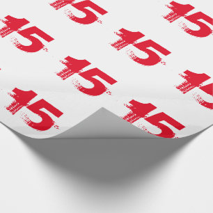 15th birthday for anyone, red on white. wrapping paper