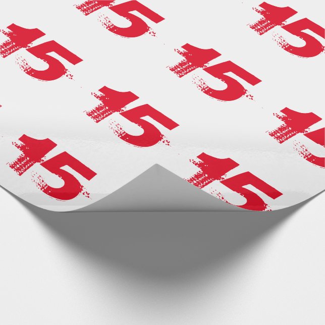 15th birthday for anyone, red on white. wrapping paper (Corner)