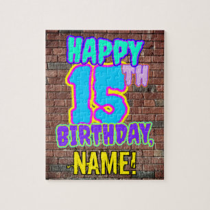 15th Birthday ~ Fun, Urban Graffiti Inspired Look Jigsaw Puzzle