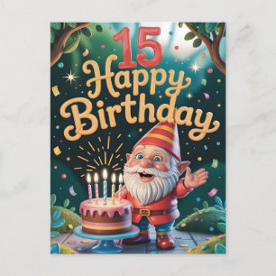 15th Birthday Gnome Celebration Postcard