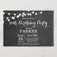 15th Birthday Invitation Chalkboard