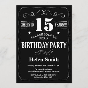 15th Birthday Invitation Chalkboard