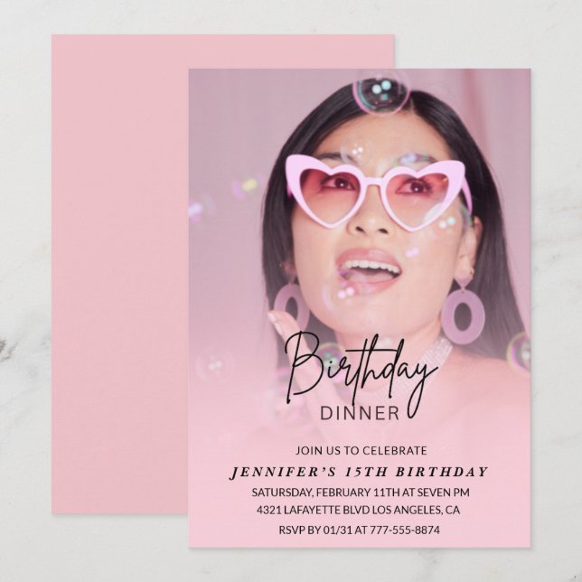 15th birthday invitations Birthday Dinner Photo (Front/Back)