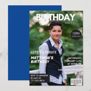 15th birthday invitations Men Him Magazine Cover