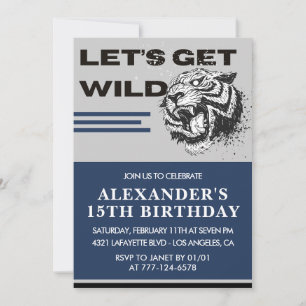 15th birthday invitations Men Party Let's Get Wild