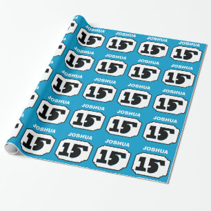 15th Birthday Ornate Frame for Him BLUE R15B Wrapping Paper