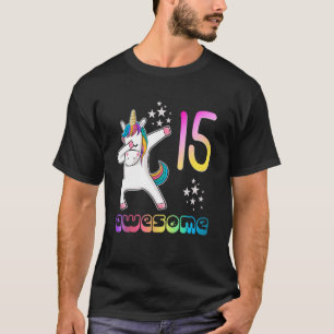 15th Birthday Outfit Awesome Dabbing Unicorn Party T-Shirt