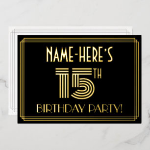 15th Birthday Party — Art Deco Style “15” + Name