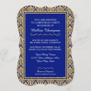 15TH Birthday Party Glam Great Gatsby Style Invitation