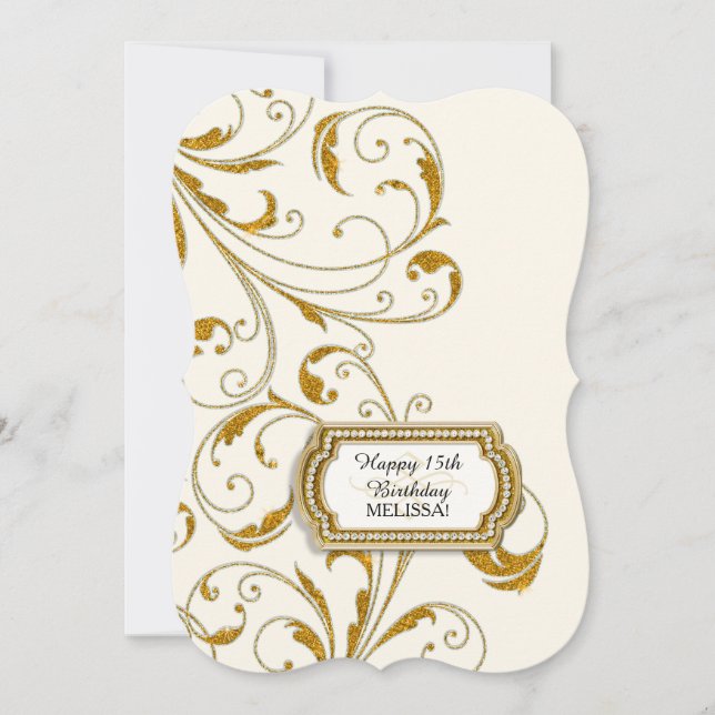 15TH Birthday Party Glam Old Hollywood Regency Invitation (Front)