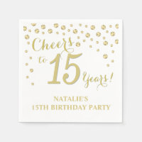 15th Birthday Party White and Gold Diamond