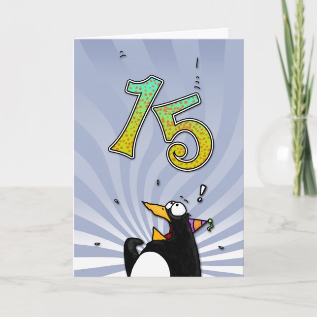 15th Birthday - Penguin Surprise Card (Front)