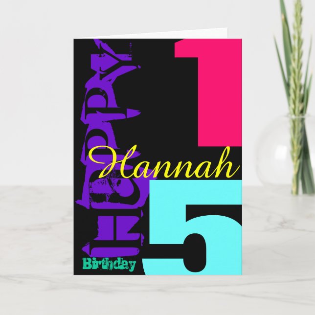 15th Birthday Personalized POP Greeting Card (Front)