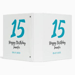 15th birthday quiencenera add date year blue templ binder