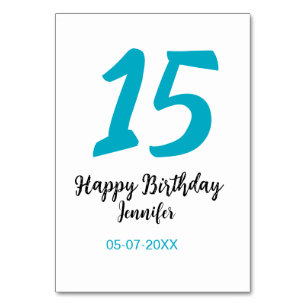 15th birthday quiencenera add date year blue templ table number