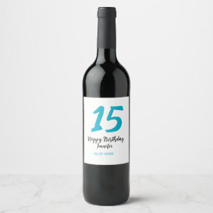 15th birthday quiencenera add date year blue templ wine label
