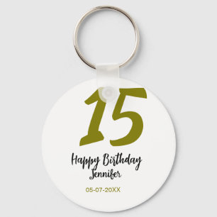 15th birthday quiencenera add date year golden keychain