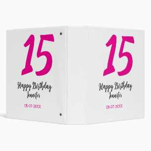 15th birthday quiencenera add date year pink templ binder