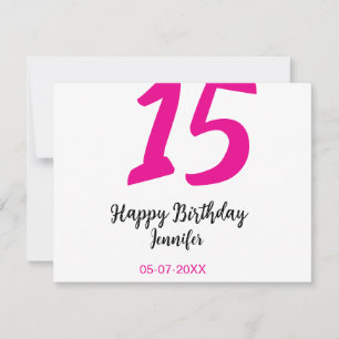 15th birthday quiencenera add date year pink templ card