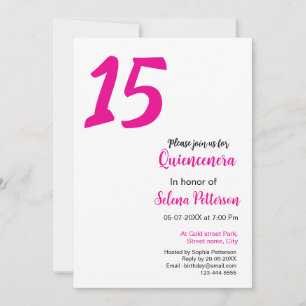 15th birthday quiencenera add date year pink templ invitation