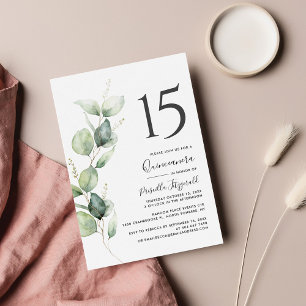 15th Birthday Quinceanera Eucalyptus Foliage Invitation