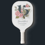 15th Birthday Quinceanera Pink Floral Pickleball Paddle<br><div class="desc">Cute modern yet elegant Quinceañera Mis Quince Anos birthday party matching Pickleball Paddle that would look good in the photos. Featuring a rustic floral olive green and pink colours design and template that can be easily edited and the text replaced with your own details by clicking the "Personalize" button. For...</div>