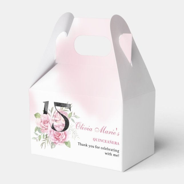 15th Birthday Quinceanera Rustic Floral Favor Box (Front Side)