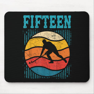 15th Birthday Retro Field Hockey 15 Years Old Boy  Mouse Pad