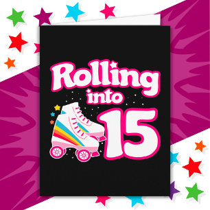 15th Birthday Roller Skating 15 Years Old Skate Card