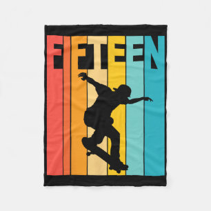 15th Birthday Skateboarding 15 Year Old Skater Par Fleece Blanket