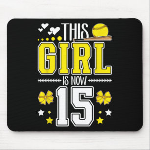 15th Birthday Softll Girl 15 Year Old Softll Playe Mouse Pad