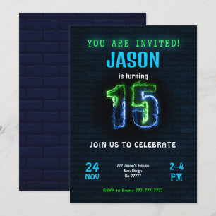 15th Boy Birthday Invitation