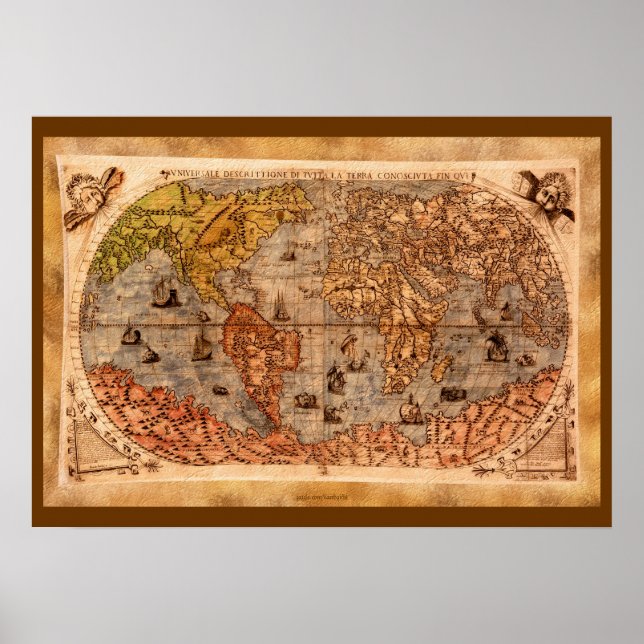 15th Century Old World Map Art Poster (Front)