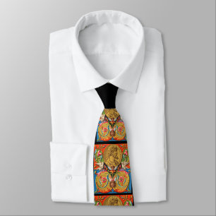 15th century print Caesar birds flowers etc Neck T Tie