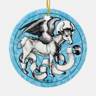 15th Century St Luke's Emblem Winged Bull Ceramic Ornament