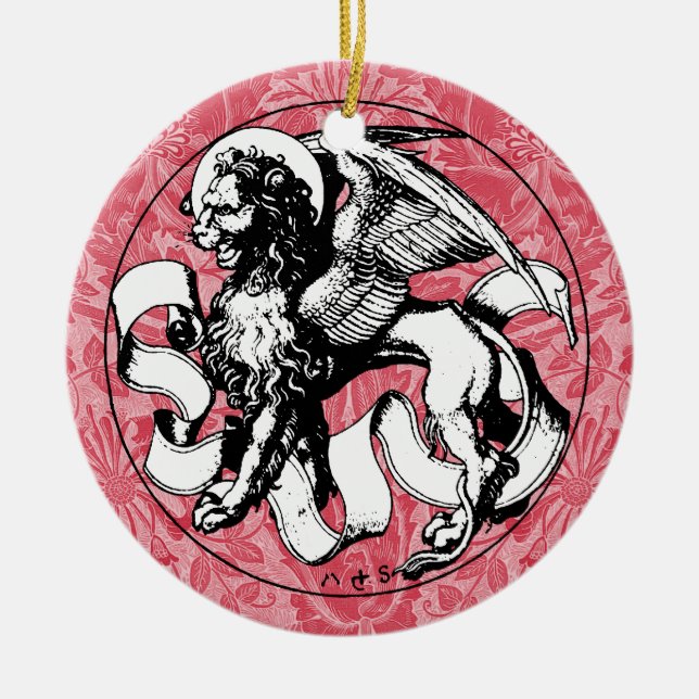 15th Century St Mark's Emblem Winged Lion Ceramic Ornament (Front)