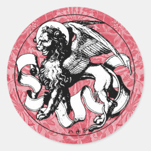 15th Century St Mark's Emblem Winged Lion Classic Round Sticker