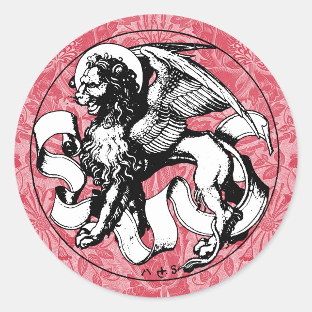 15th Century St Mark's Emblem Winged Lion Classic Round Sticker (Front)