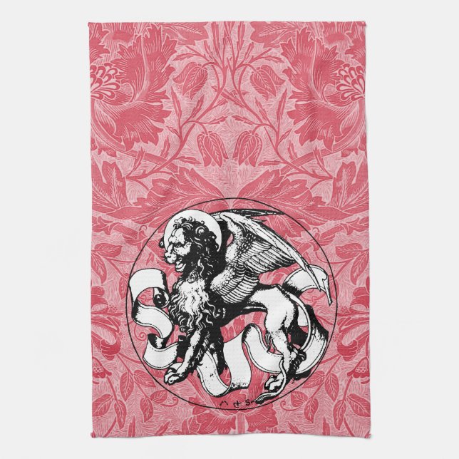 15th Century St Mark's Emblem Winged Lion Kitchen Towel (Vertical)