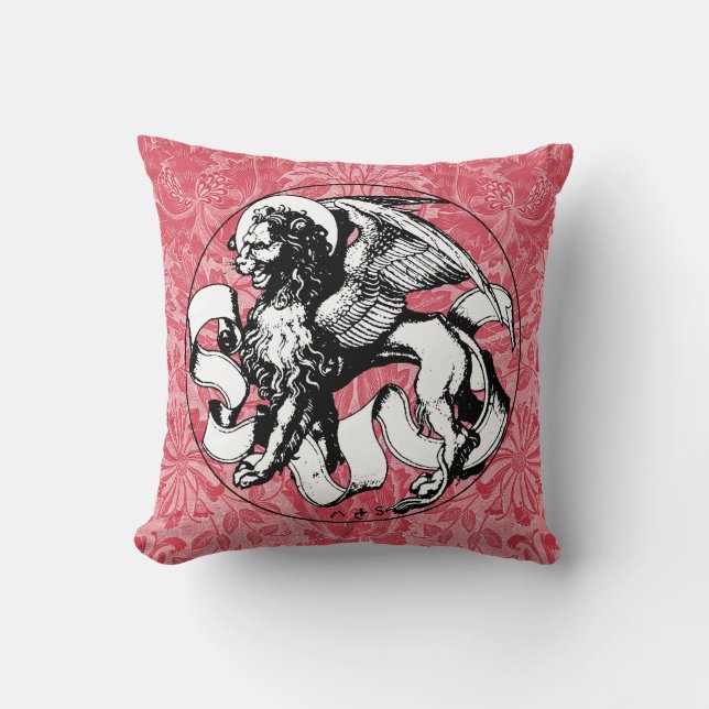 15th Century St Mark's Emblem Winged Lion Throw Pillow (Front)