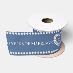 15th crystal wedding anniversary custom heart satin ribbon